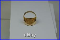 14K solid gold men's ring with a 21.6K gold coin