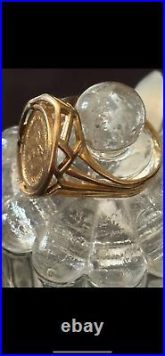 14K solid ring with 22K 2 pesos coin