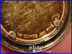 14k 24k Yellow Gold 1/4 Ounce Rose Gold Coin Diamond Cut Bezel 1.7 Inch Pendant