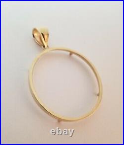 14k Real Solid Yellow Gold 4 Prong 50 Pesos Coin Bezel-Frame