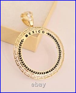14k Solid Gold 4 Prongs 50 Pesos Greek Mexico Coin Bezel-Frame For Necklace 14k Solid Gold 4 Prongs 50 Pesos Greek Mexico Coin Bezel-Frame For Necklace