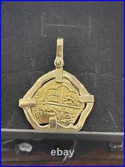 14k Solid Gold 4 Reale Size Atocha Gold Treasure Melfisher Gold Coin Pendant