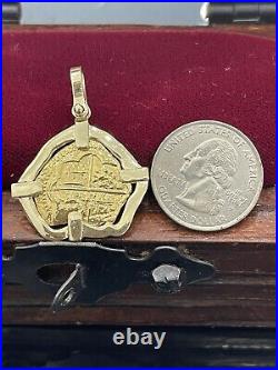 14k Solid Gold 4 Reale Size Atocha Gold Treasure Melfisher Gold Coin Pendant