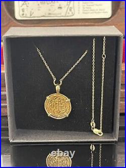 14k Solid Gold Atocha Coin Pendant With 14k Gold Adjustable Chain 16 Or 18