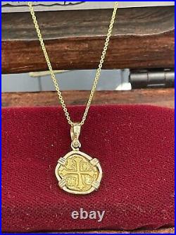 14k Solid Gold Atocha Coin Pendant With 14k Gold Chain 20 Long