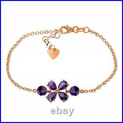 14k. Solid Gold Bracelet With Natural Amethysts