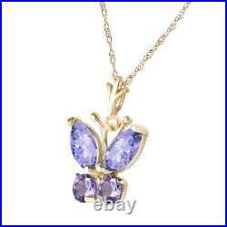 14k. Solid Gold Butterfly Necklace With Tanzanites