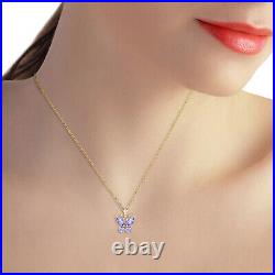 14k. Solid Gold Butterfly Necklace With Tanzanites