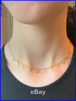 14k Solid Gold Choker Necklace, Tiny Coin Drop Choker