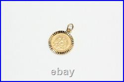 14k Solid Gold DOS PESOS Mexican Coin Pendant 14k Gold Bezel and Gold Coin