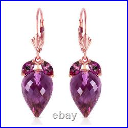 14k. Solid Gold Earring With Dangling Pointy Briolette Amethysts