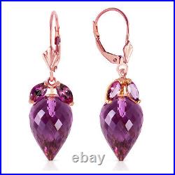 14k. Solid Gold Earring With Dangling Pointy Briolette Amethysts