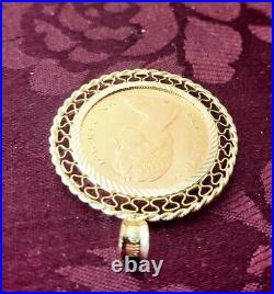 14k Solid Gold Fancy Frame set CANADA 1967 $ 20 22k Gold Coin as Pendant /Charm