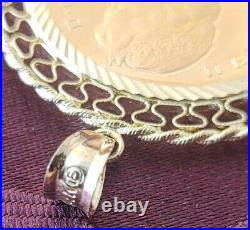 14k Solid Gold Fancy Frame set CANADA 1967 $ 20 22k Gold Coin as Pendant /Charm