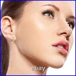 14k. Solid Gold Leverback Earring With Citrines