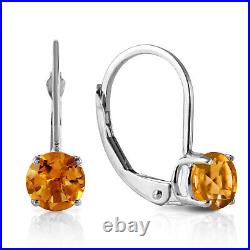 14k. Solid Gold Leverback Earring With Citrines