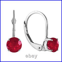 14k. Solid Gold Leverback Earring With Rubies