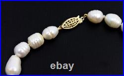 14k Solid Gold Natural South Sea Ringed Pearl Strand Necklace 16