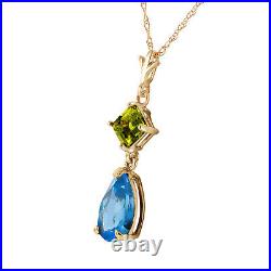 14k. Solid Gold Necklace With Blue Topaz & Peridot