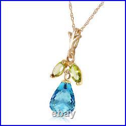 14k. Solid Gold Necklace With Blue Topaz & Peridots