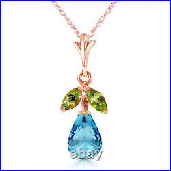 14k. Solid Gold Necklace With Blue Topaz & Peridots