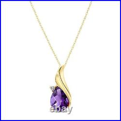 14k. Solid Gold Necklace With Diamond & Amethyst