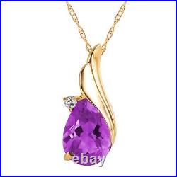 14k. Solid Gold Necklace With Diamond & Amethyst