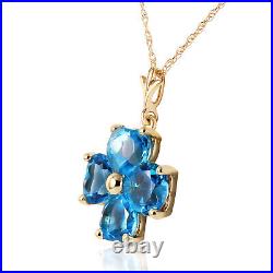 14k. Solid Gold Necklace With Natural Blue Topaz