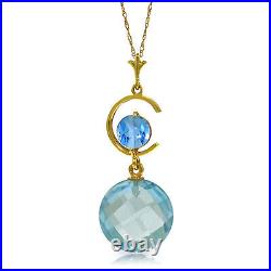 14k. Solid Gold Necklace With Natural Blue Topaz