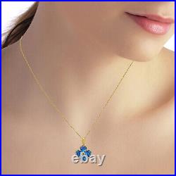 14k. Solid Gold Necklace With Natural Blue Topaz