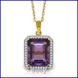 14k. Solid Gold Necklace With Natural Diamonds & Amethyst