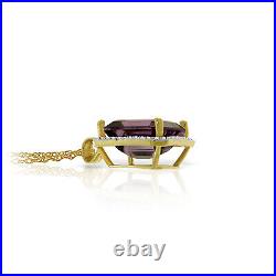 14k. Solid Gold Necklace With Natural Diamonds & Amethyst