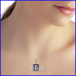 14k. Solid Gold Necklace With Natural Diamonds & Amethyst