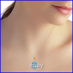 14k. Solid Gold Necklace With Natural Diamonds & Blue Topaz