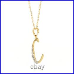 14k. Solid Gold Necklace With Natural Diamonds Initial'c' Pendant
