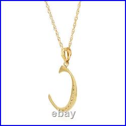 14k. Solid Gold Necklace With Natural Diamonds Initial'c' Pendant