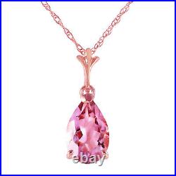 14k. Solid Gold Necklace With Natural Pink Topaz