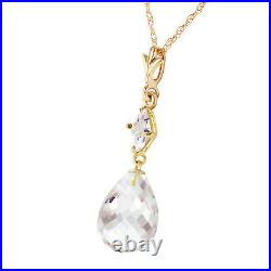 14k. Solid Gold Necklace With Natural White Topaz