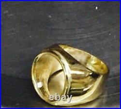 14k Solid Gold Ring 22 MM for 2.5 Dollar Indian Head COIN (mounting only)