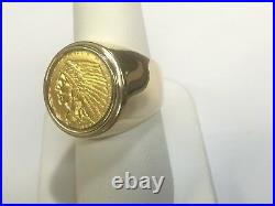 14k Solid Gold Ring 22 MM for 2.5 Dollar Indian Head COIN (mounting only)