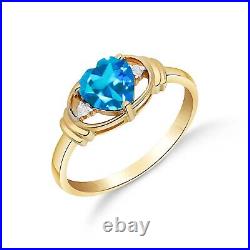 14k. Solid Gold Ring With Diamonds & Blue Topaz