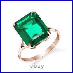 14k. Solid Gold Ring With Lab. Created Octagon Emerald