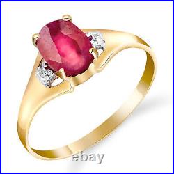 14k. Solid Gold Ring With Natural Diamonds & Ruby