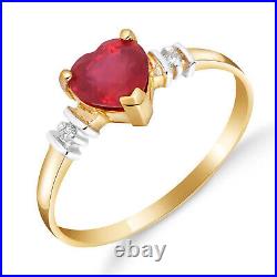 14k. Solid Gold Ring With Natural Ruby & Diamonds