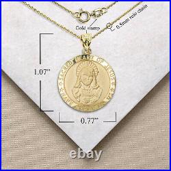 14k Solid Gold Sacred Heart of Jesus Have Mercy on Us Coin Roun Pendant Necklace