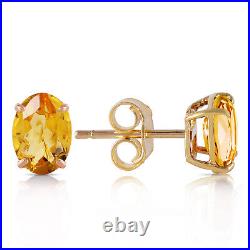 14k. Solid Gold Stud Earring With Natural Citrines