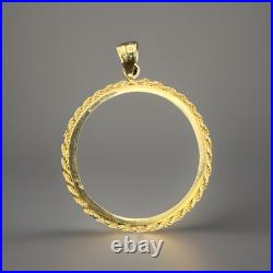 14k Solid Italian Gold Benzel Coin Holder Rope Design 14k Solid Italian Gold Benzel Coin Holder Rope Design