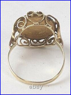 14k Solid Yellow Gold 1853 $1 United States 22k Gold Coin Ring Size 8