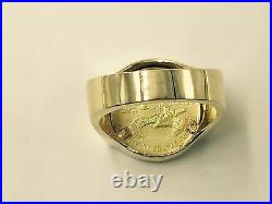 14k Solid Yellow Gold 20 MM Coin Ring Mounting only to fit 1/10oz US COIN