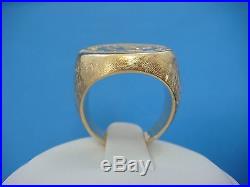 14k Solid Yellow Gold 2 1/2 Dollar Coin Men`s Ring 21.8 Grams, Size 7.25